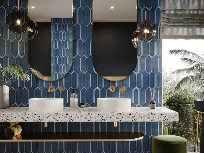 20+ mẫu gạch ốp tường màu xanh dương đẹp nhất - kích hoạt tài vận