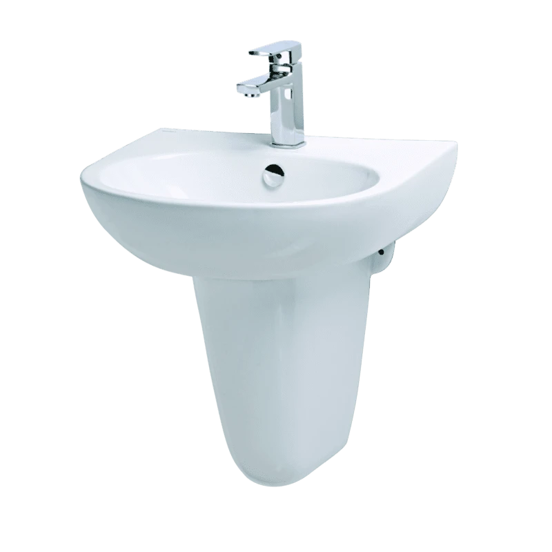 Chậu rửa Lavabo treo tường Caesar L2152 + Chân chậu ngắn P2443