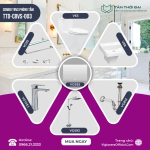 Trọn bộ thiết bị vệ sinh phòng tắm Viglacera - TTD-TBVS-003