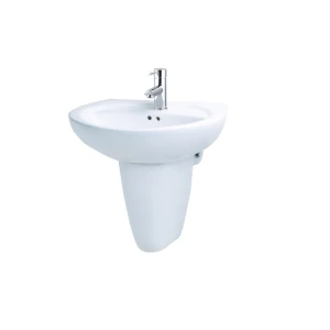 Chậu rửa Lavabo treo tường Caesar L2220 + Chân chậu ngắn P2443