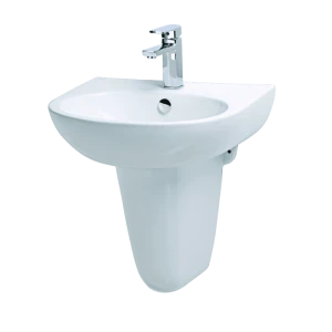 Chậu rửa Lavabo treo tường Caesar L2152 + Chân chậu ngắn P2443