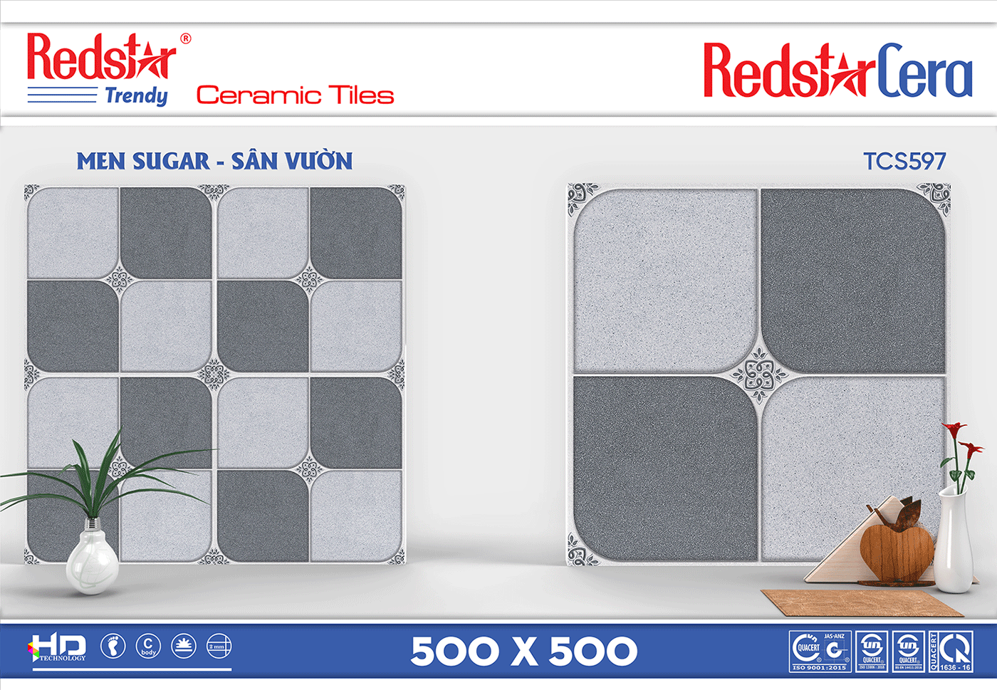 Gạch lát sân vườn 500x500 Redstar TCS597