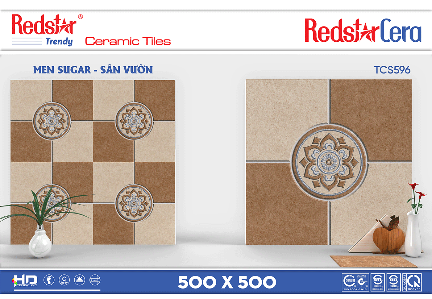 Gạch lát sân vườn 500x500 Redstar TCS596