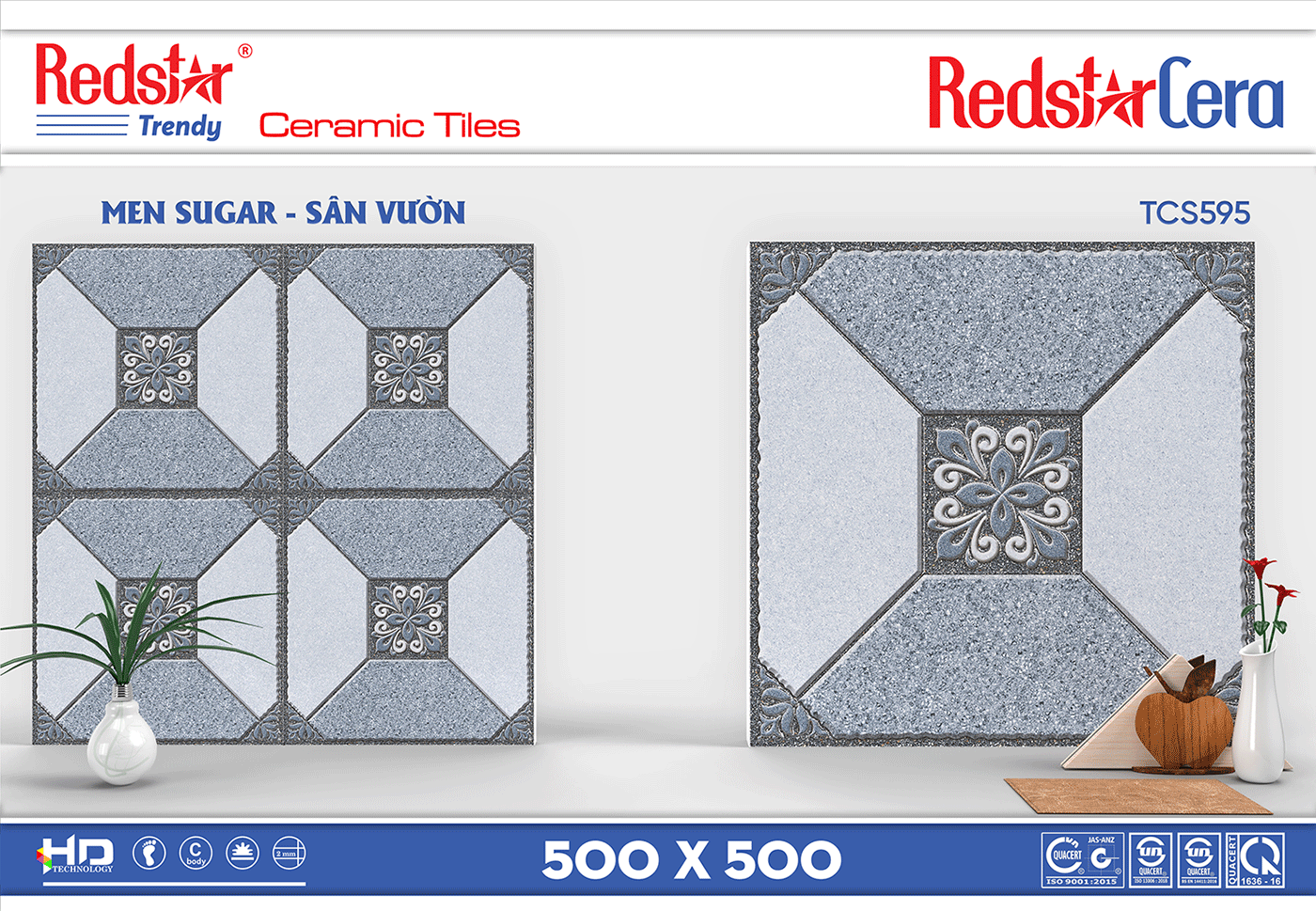 Gạch lát sân vườn 500x500 Redstar TCS595