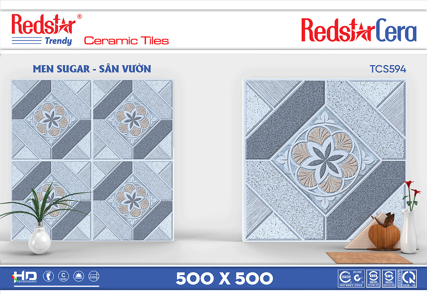 Gạch lát sân vườn 500x500 Redstar TCS594