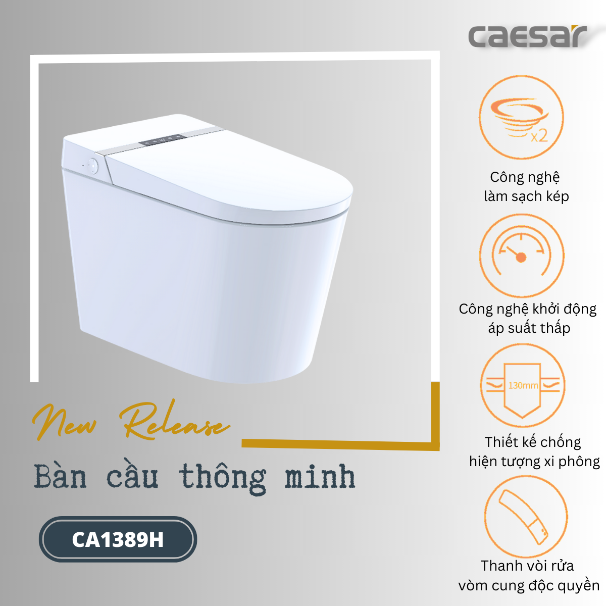 Bồn cầu thông minh Caesar CA1389H