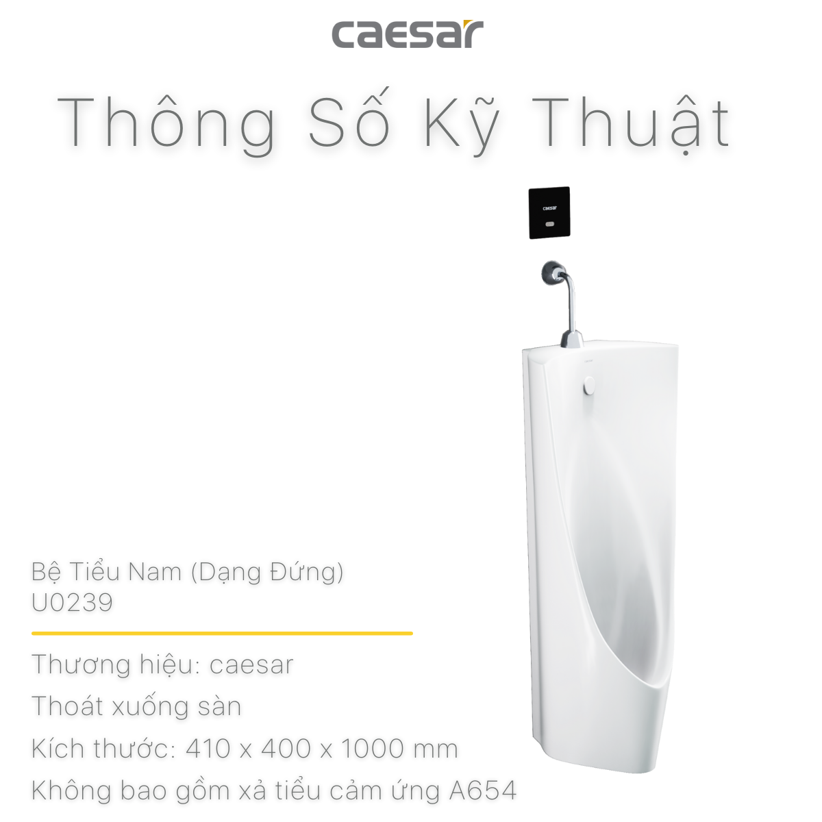 Bệ tiểu nam Caesar U0239 + Xả tiểu cảm ứng A654