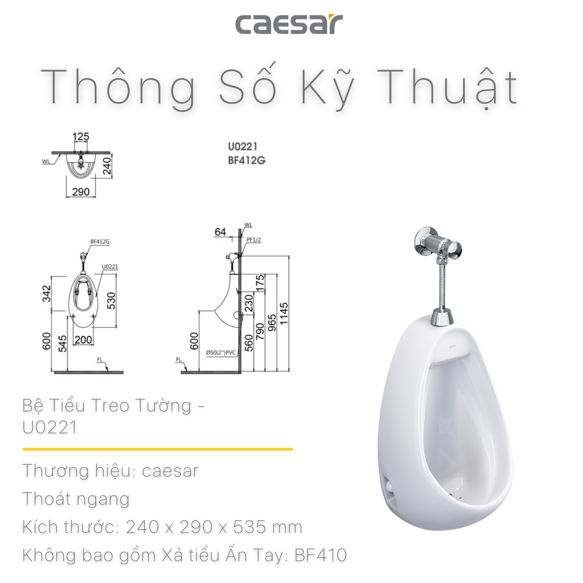 Bệ tiểu nam Caesar U0221