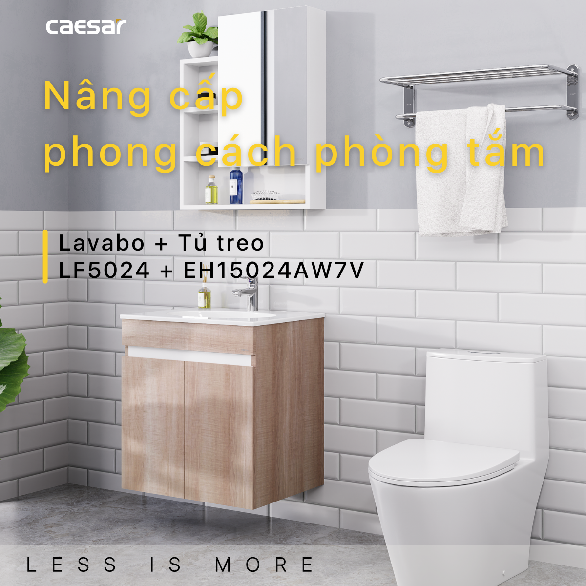 Lavabo và tủ treo tường Caesar LF5024 + EH15024AW7V