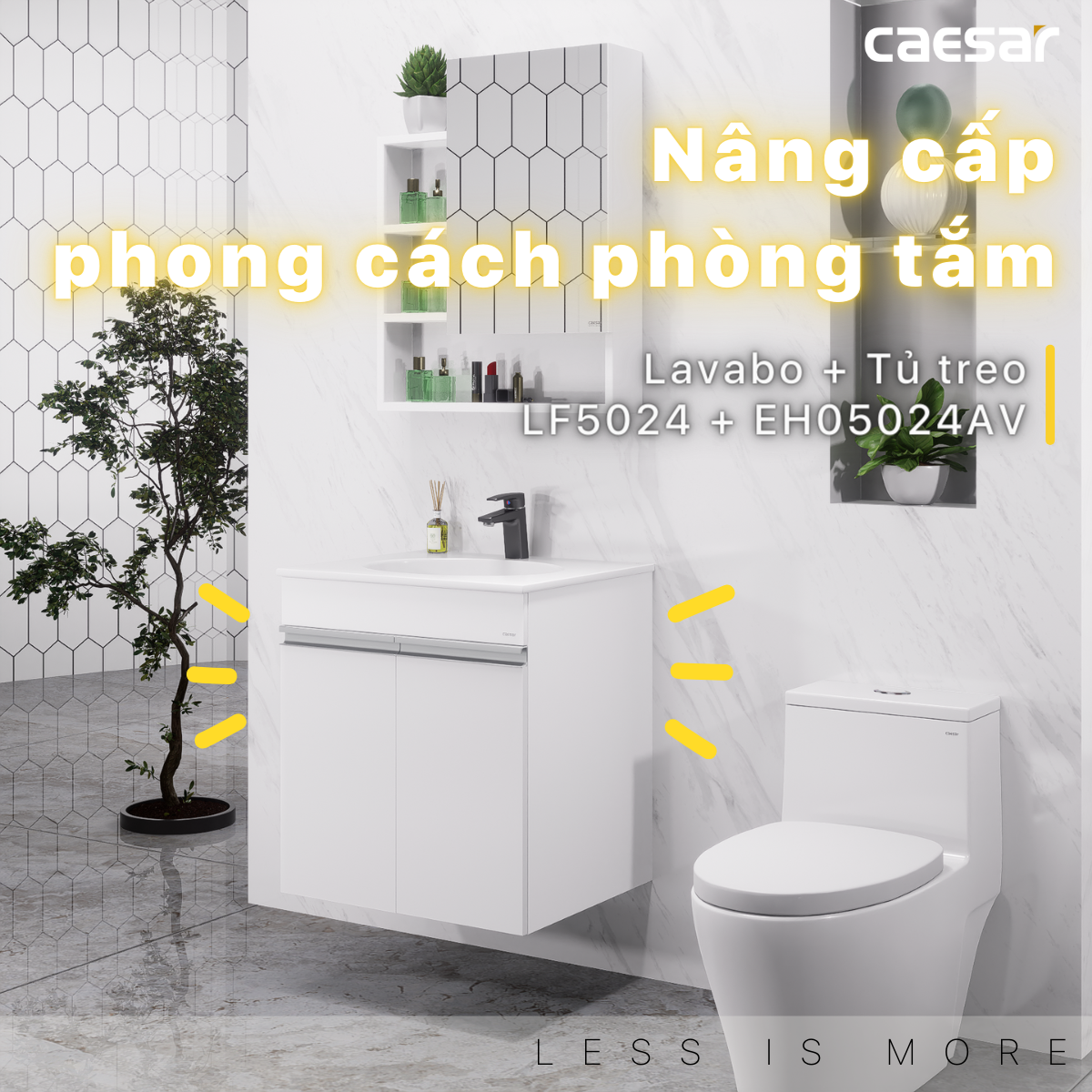 Lavabo và tủ treo tường Caesar LF5024 + EH05024AV