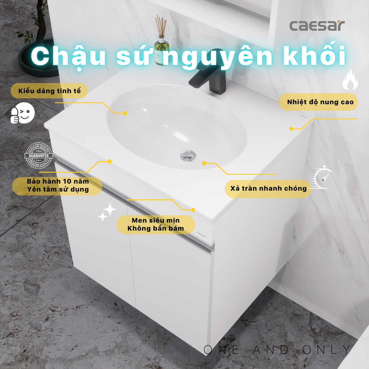 Lavabo và tủ treo tường Caesar LF5024 + EH05024AV