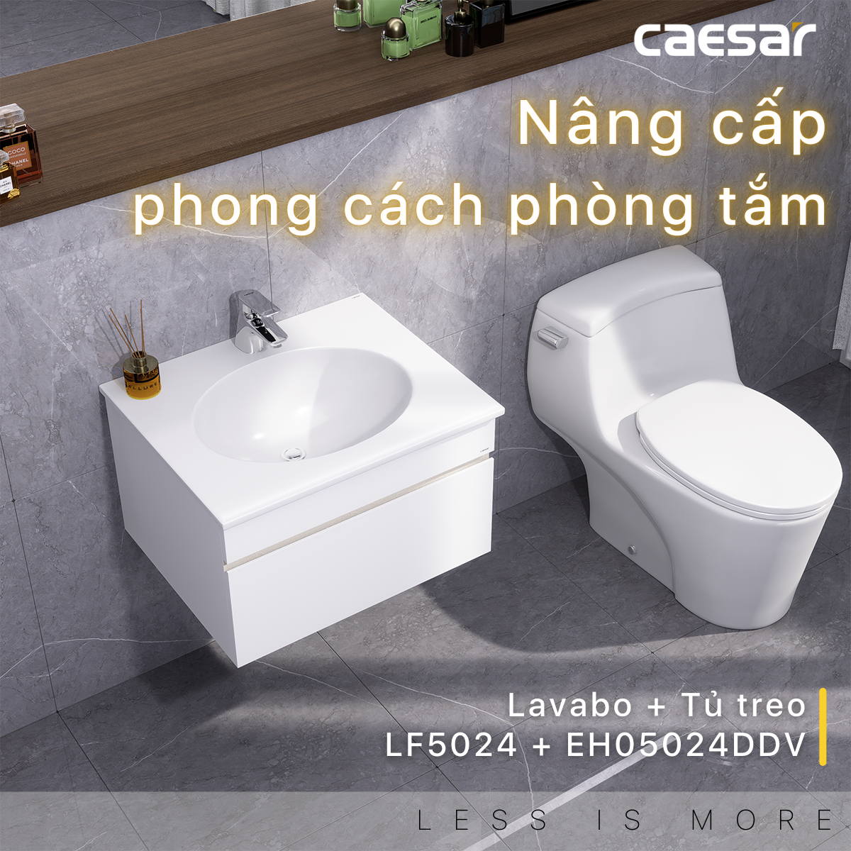 Lavabo và tủ treo tường Caesar LF5024 + EH05024DDV