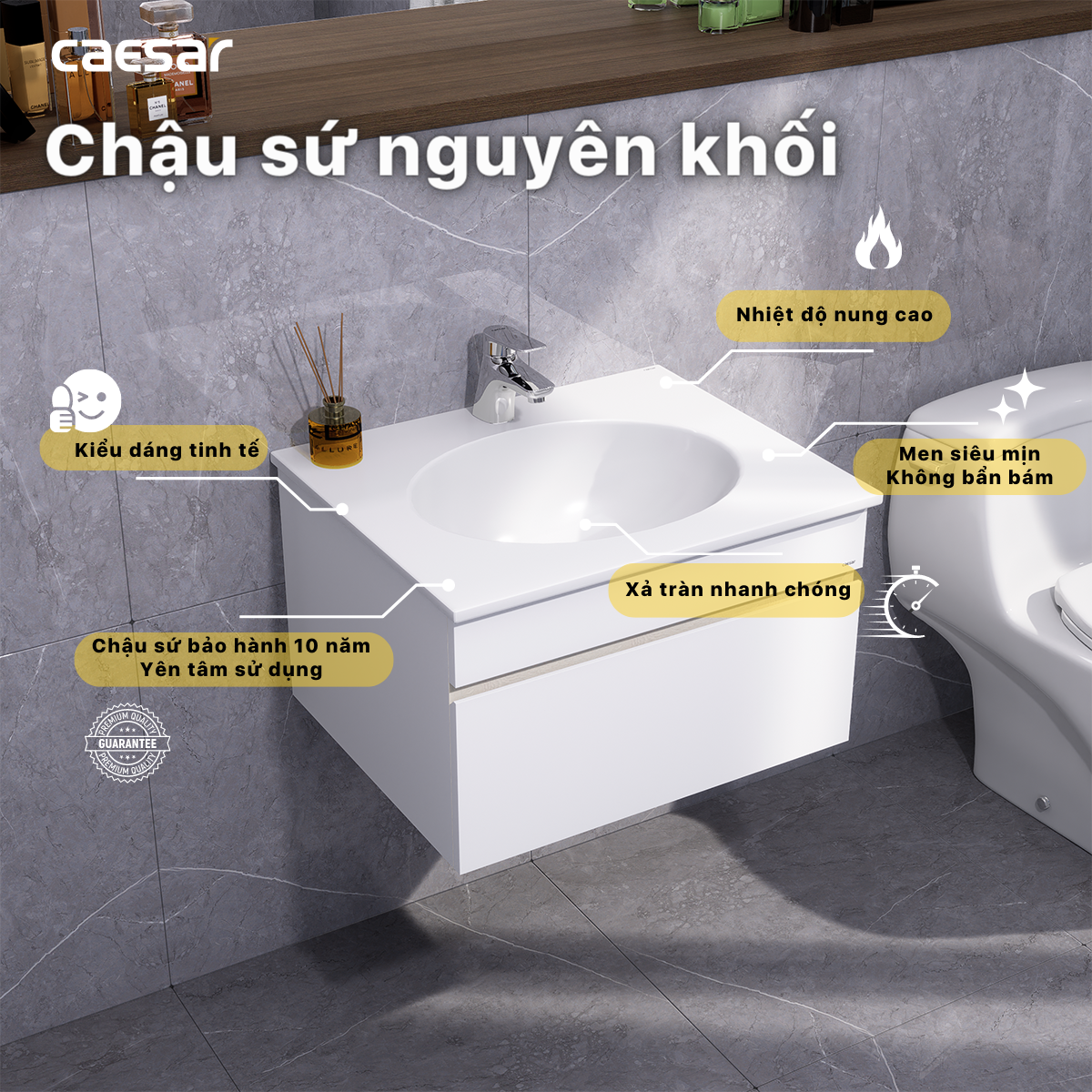 Lavabo và tủ treo tường Caesar LF5024 + EH05024DDV