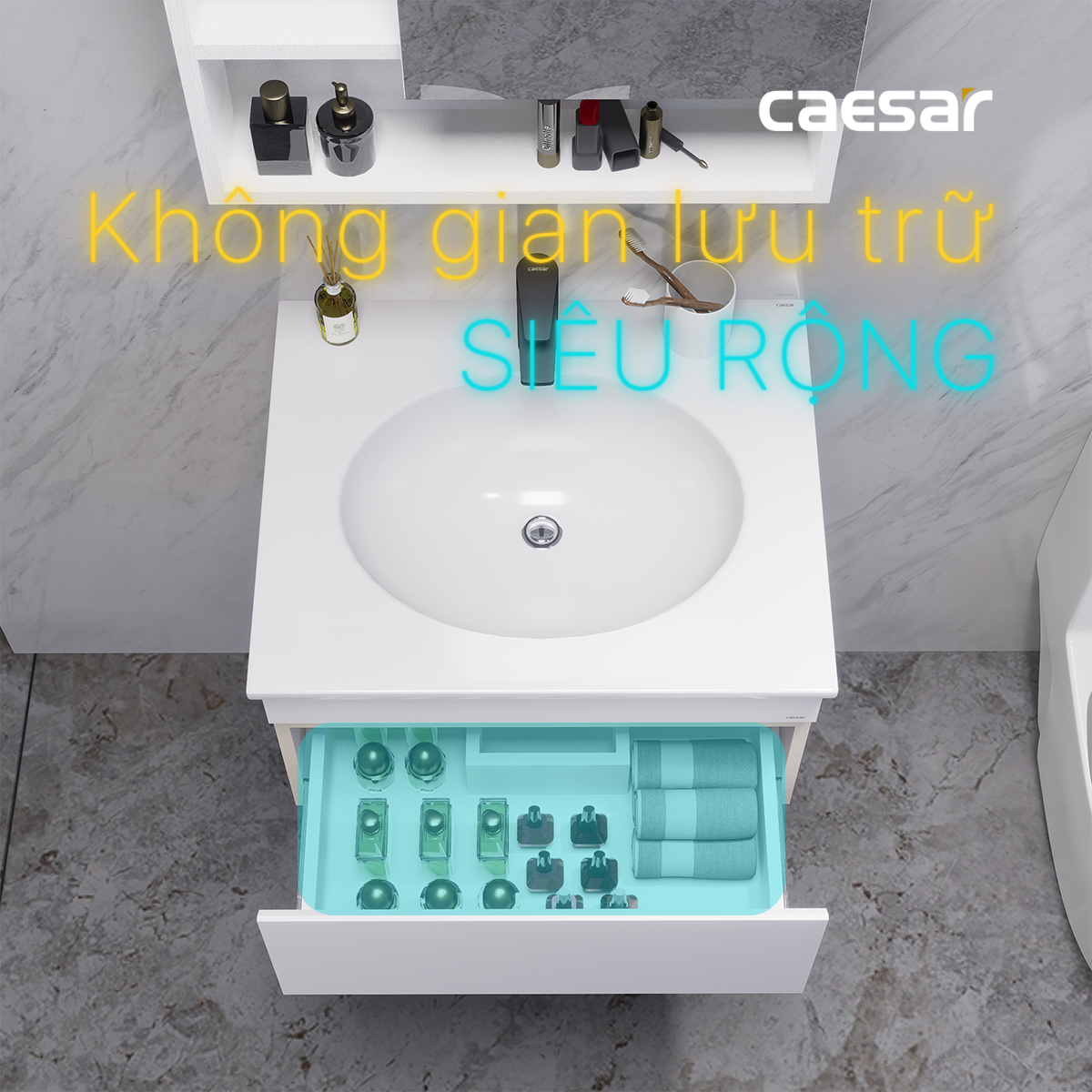 Lavabo và tủ treo tường Caesar LF5024 + EH05024DDV