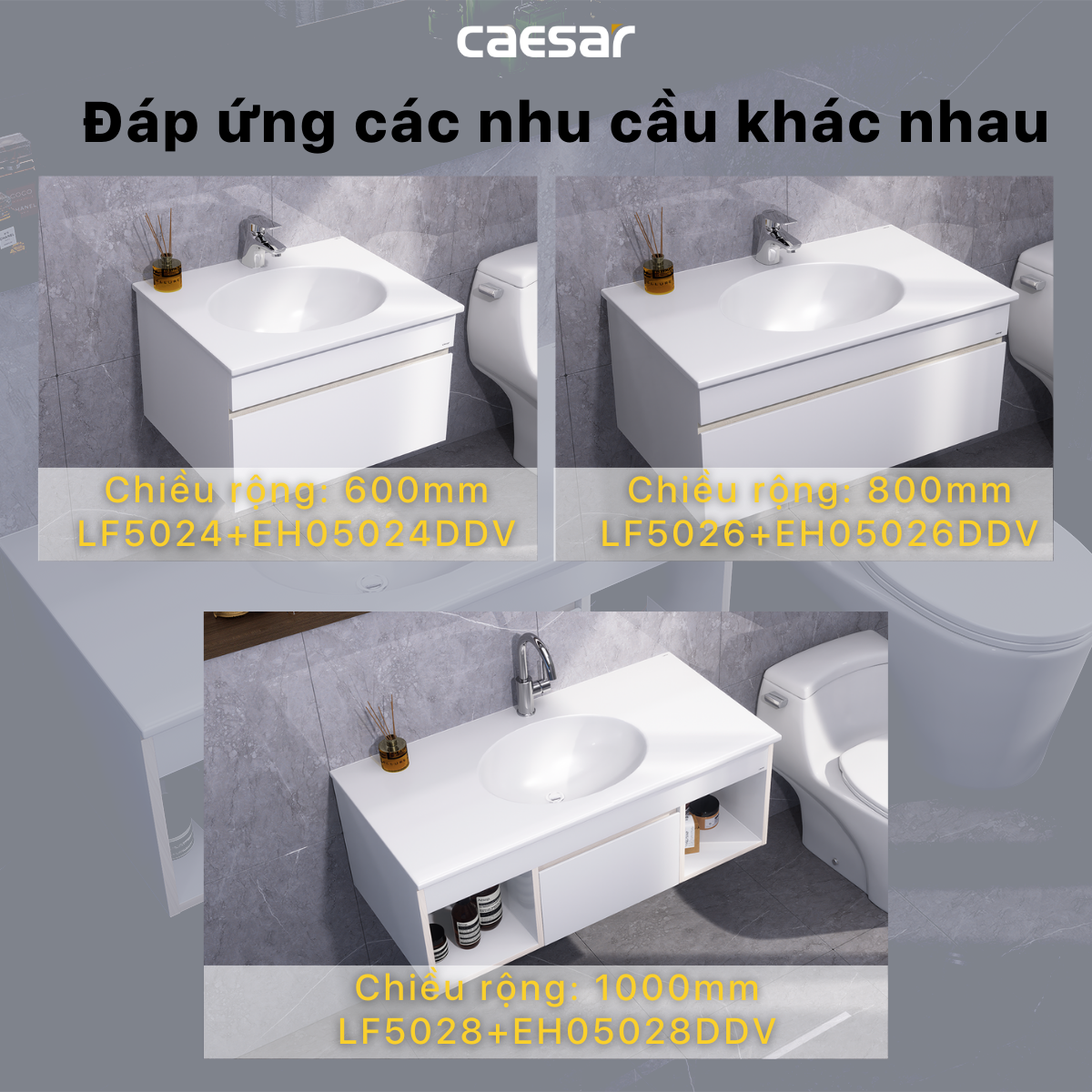 Lavabo và tủ treo tường Caesar LF5024 + EH05024DDV