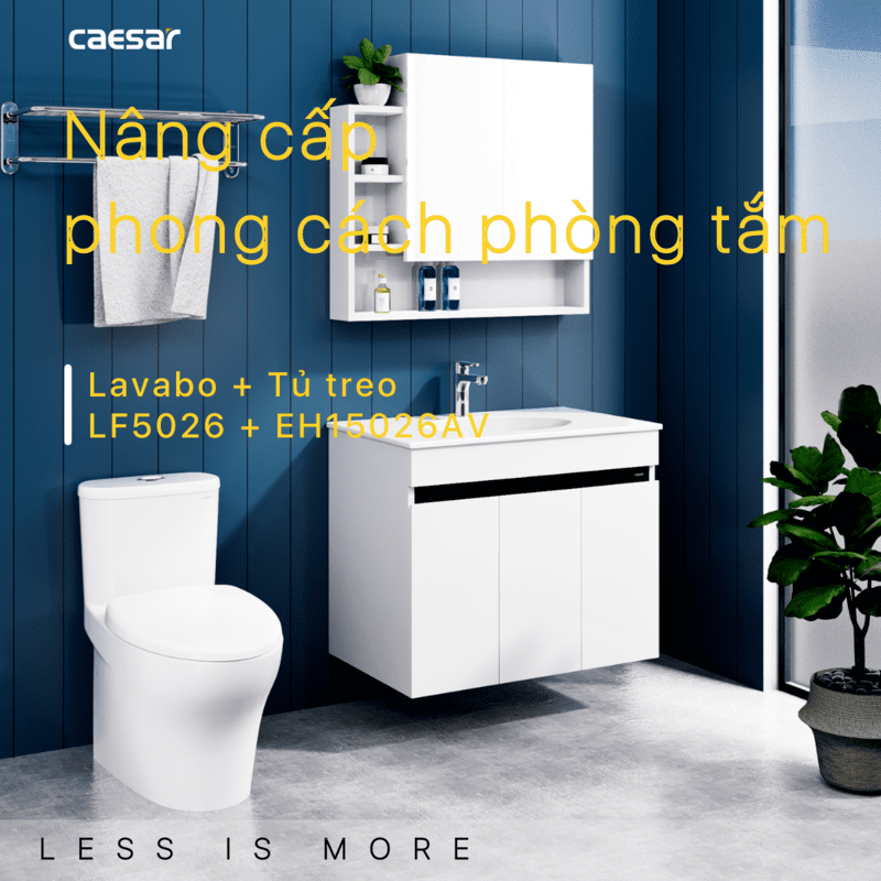 Lavabo và tủ treo tường Caesar LF5026 + EH15026AV