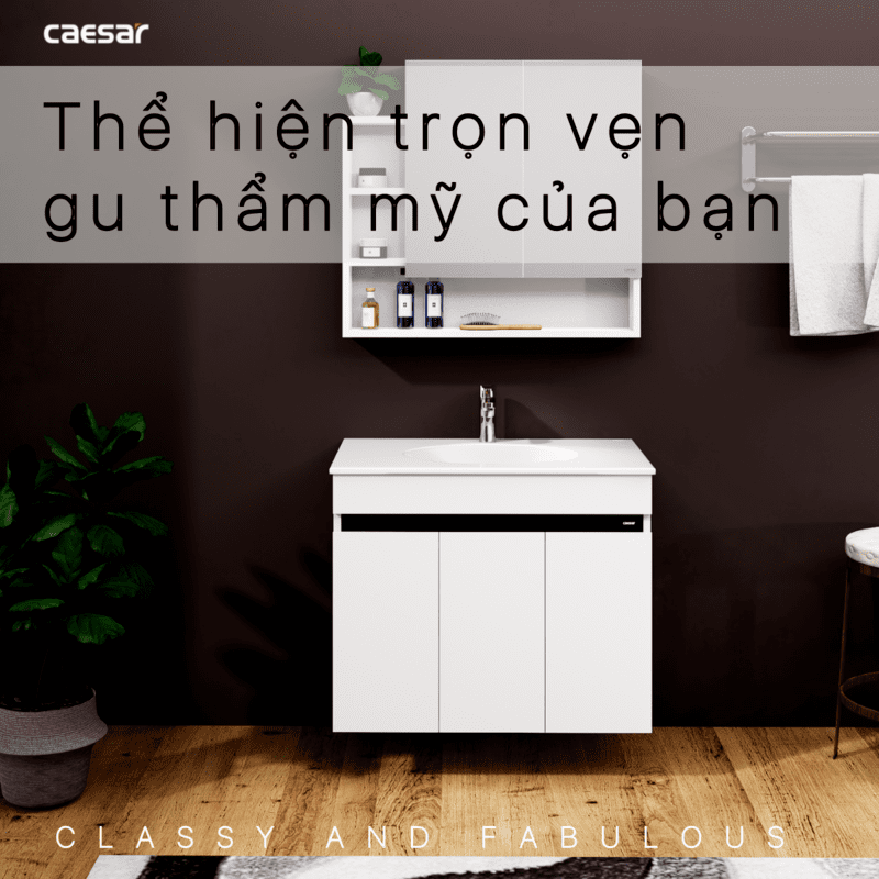 Lavabo và tủ treo tường Caesar LF5026 + EH15026AV