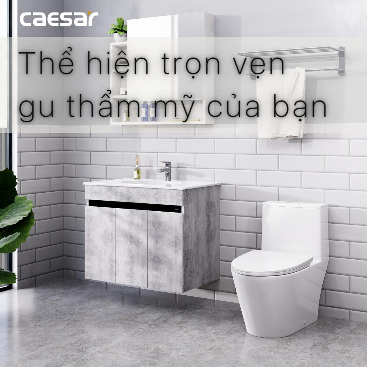 Lavabo và tủ treo tường Caesar LF5026 + EH05026ASV