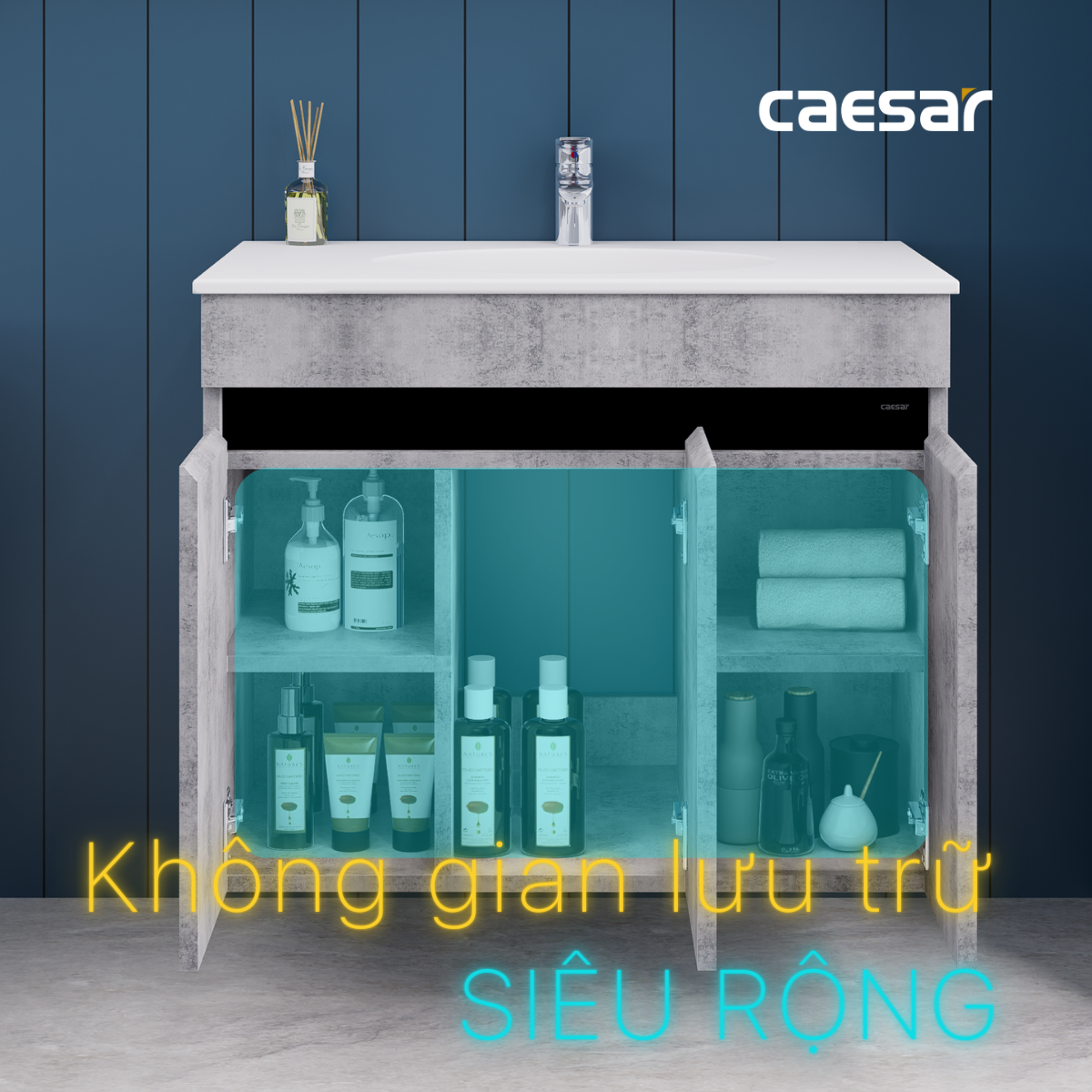 Lavabo và tủ treo tường Caesar LF5026 + EH05026ASV