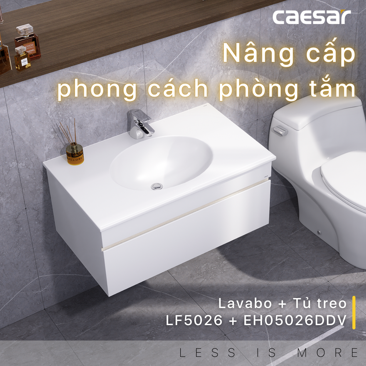 Lavabo và tủ treo tường Caesar LF5026 + EH05026DDV