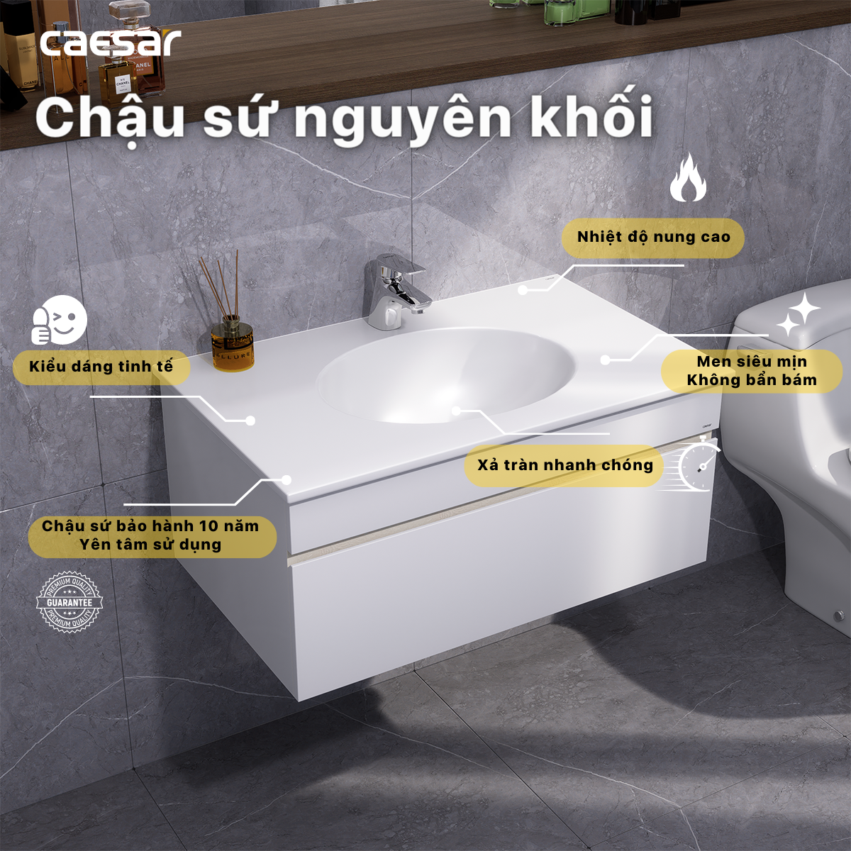 Lavabo và tủ treo tường Caesar LF5026 + EH05026DDV