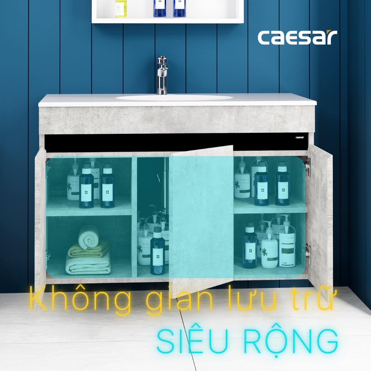 Lavabo và tủ treo tường Caesar LF5028 + EH05028ASV