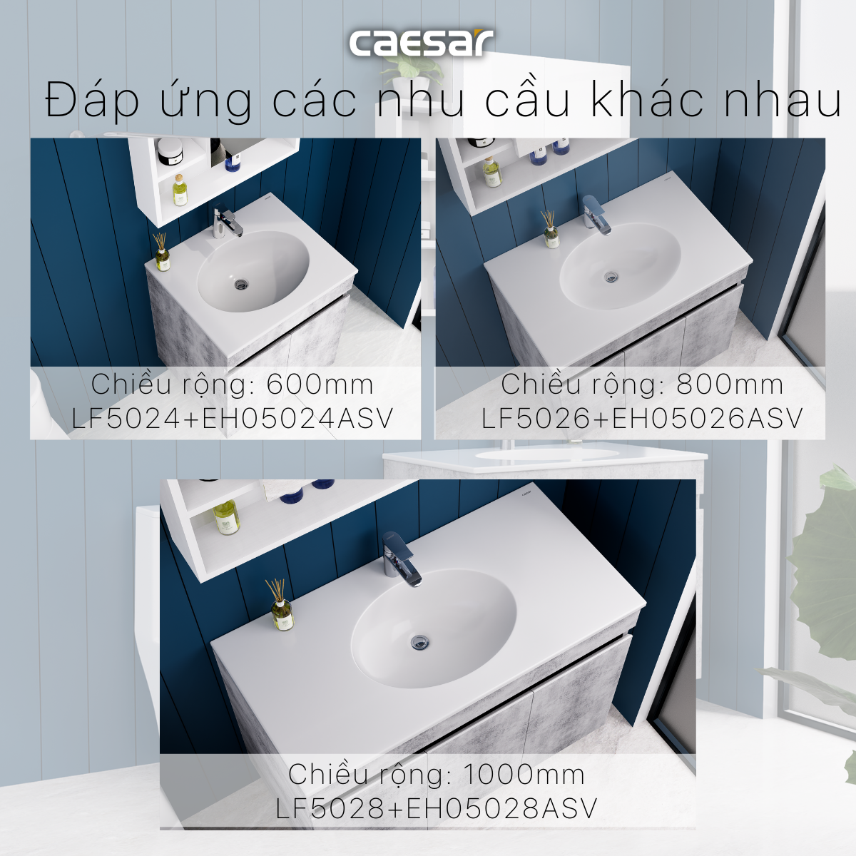 Lavabo và tủ treo tường Caesar LF5028 + EH05028ASV