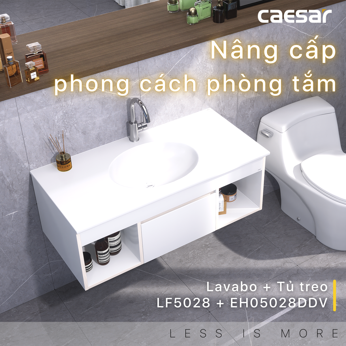 Lavabo và tủ treo tường Caesar LF5028 + EH05028DDV