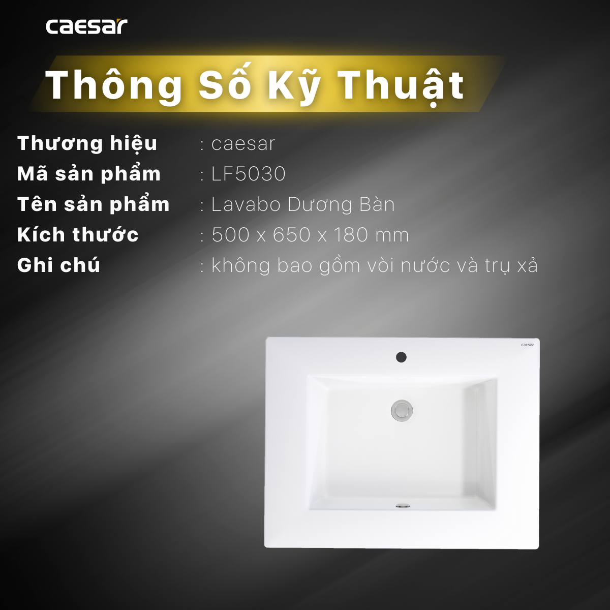 Chậu rửa Lavabo dương bàn Caesar LF5030