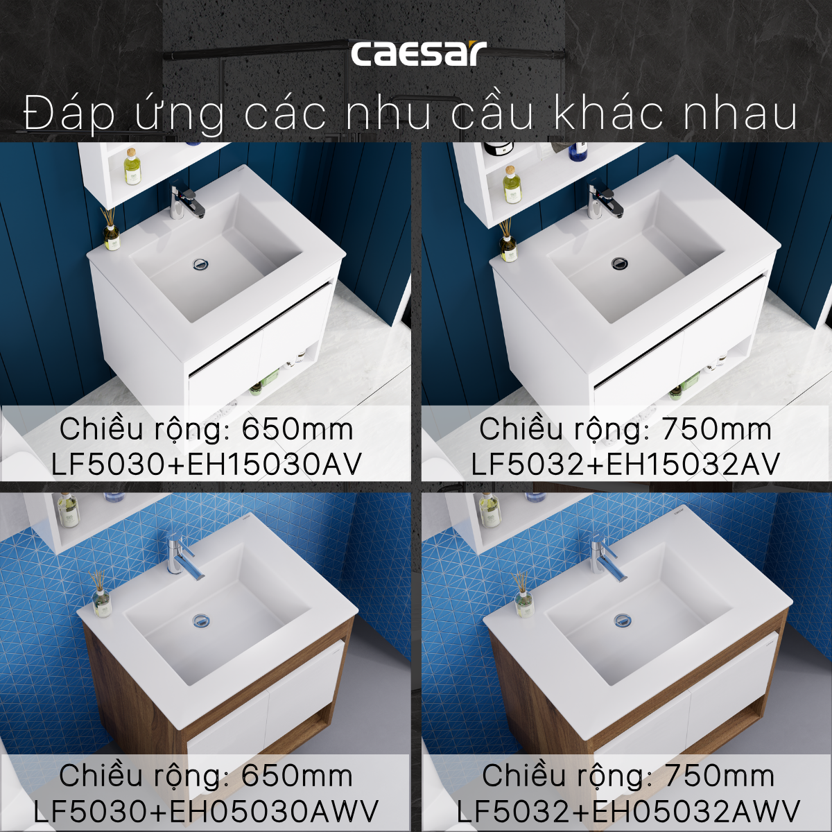 Lavabo và tủ treo tường Caesar LF5030 + EH15030AV