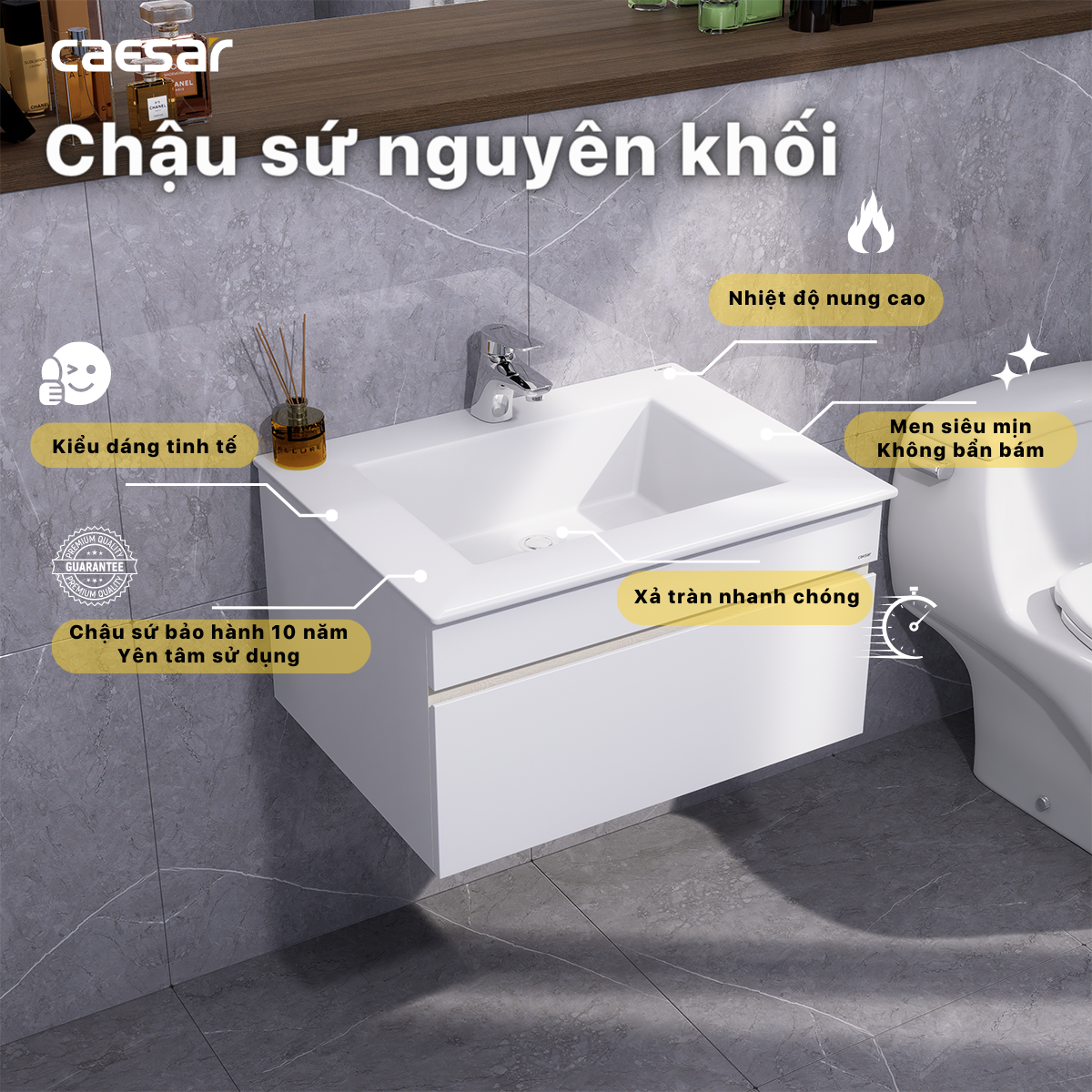 Lavabo và tủ treo tường Caesar LF5030 + EH05030DDV