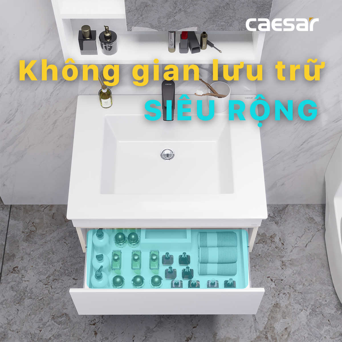 Lavabo và tủ treo tường Caesar LF5030 + EH05030DDV