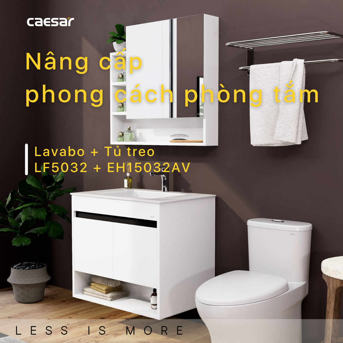 Lavabo và tủ treo tường Caesar LF5032 + EH15032AV