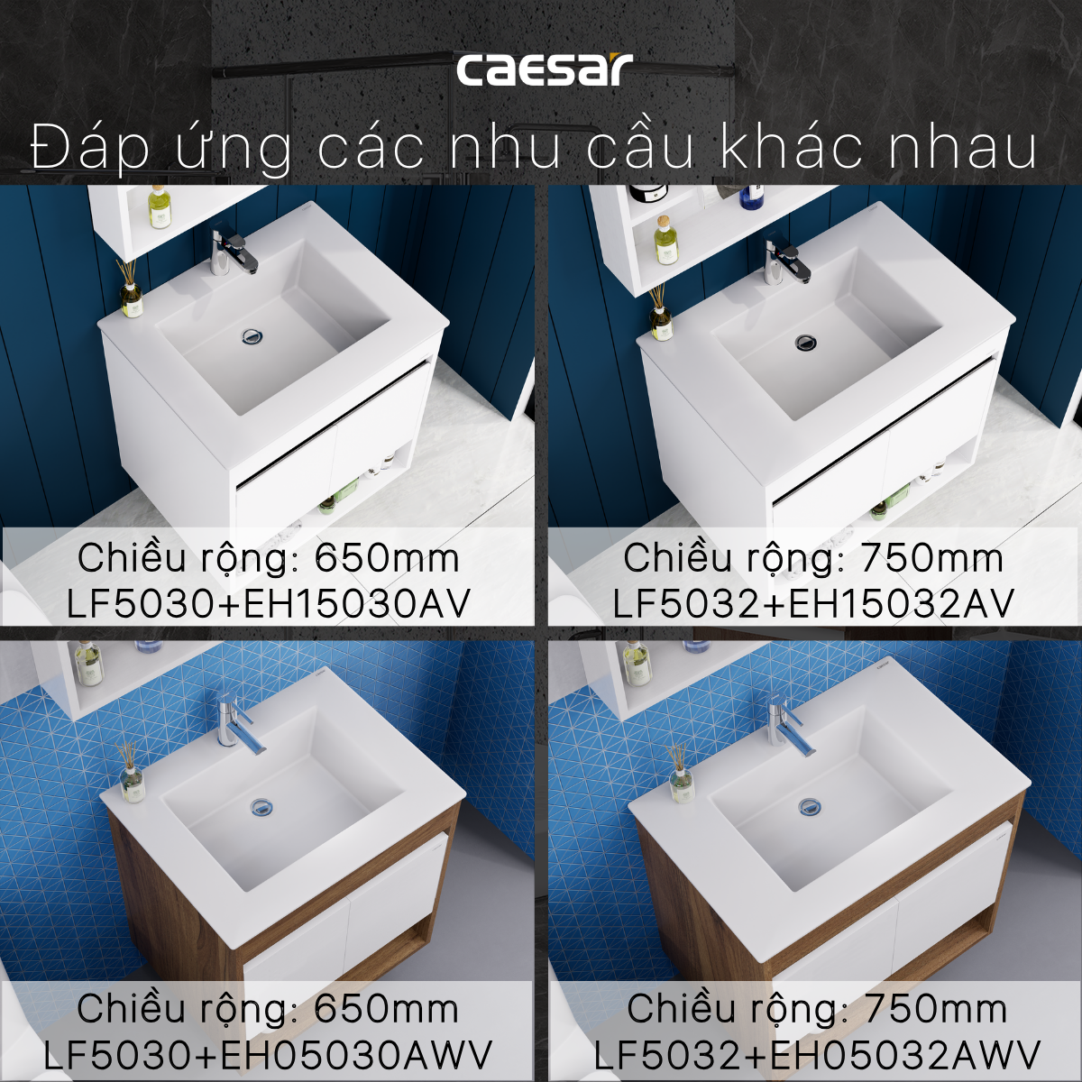 Lavabo và tủ treo tường Caesar LF5032 + EH15032AV