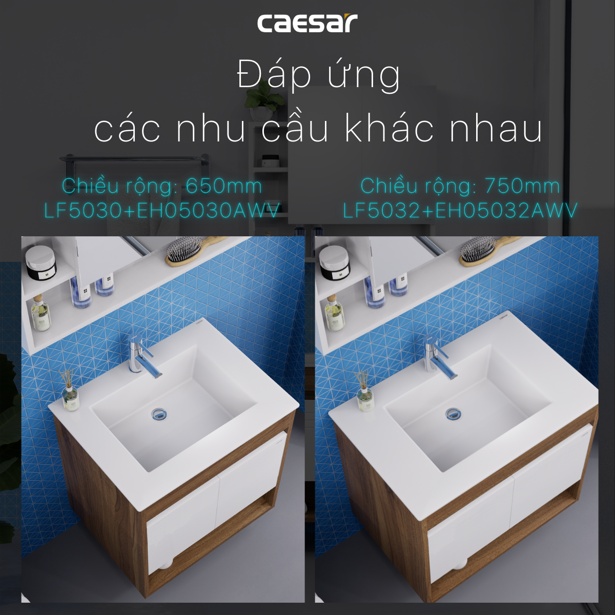 Lavabo và tủ treo tường Caesar LF5032 + EH05032AWV