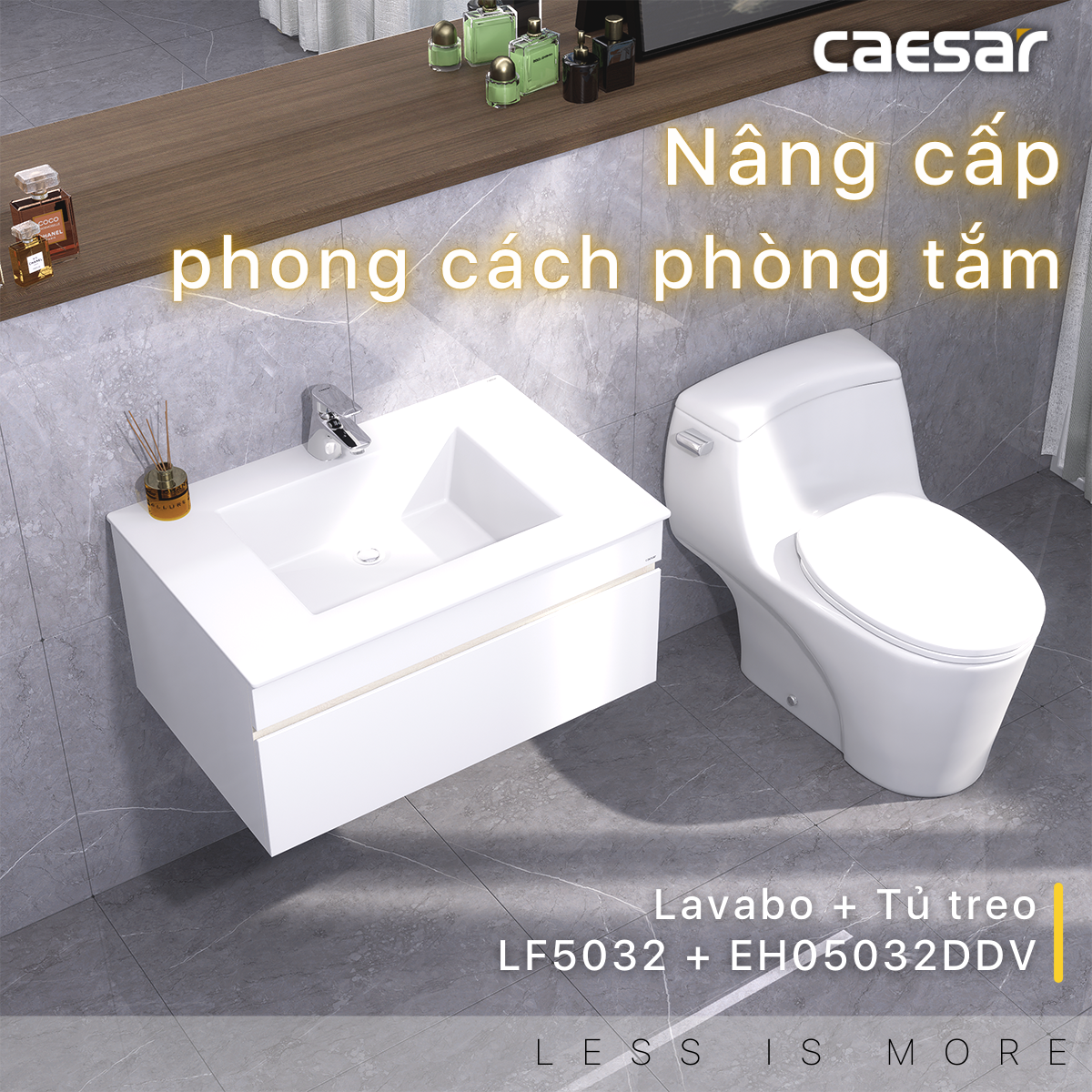 Lavabo và tủ treo tường Caesar LF5032 + EH05032DDV