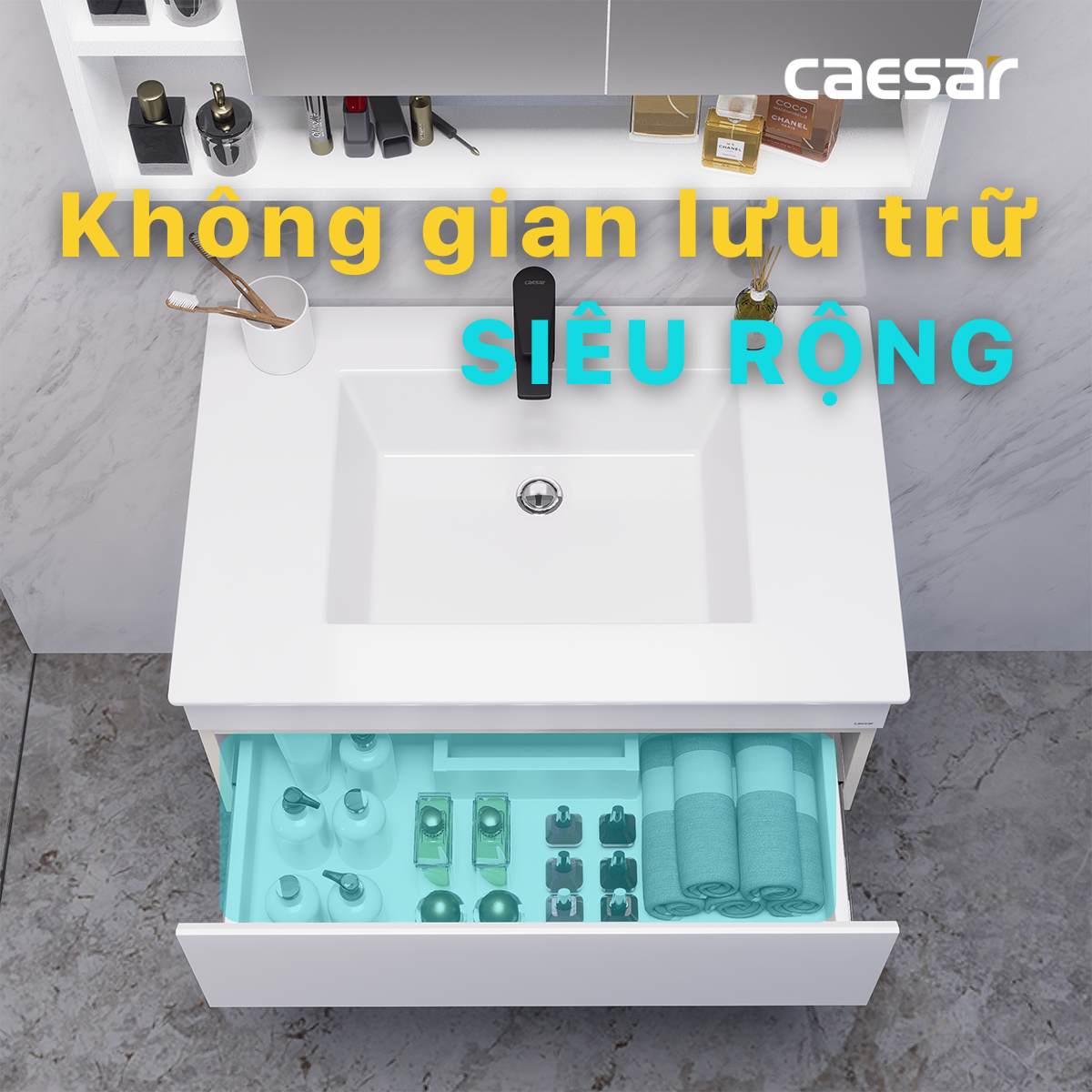 Lavabo và tủ treo tường Caesar LF5032 + EH05032DDV