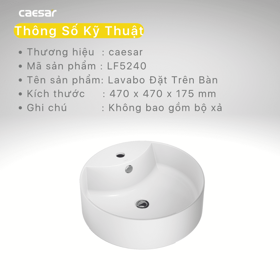 Chậu rửa Lavabo dương bàn Caesar LF5240