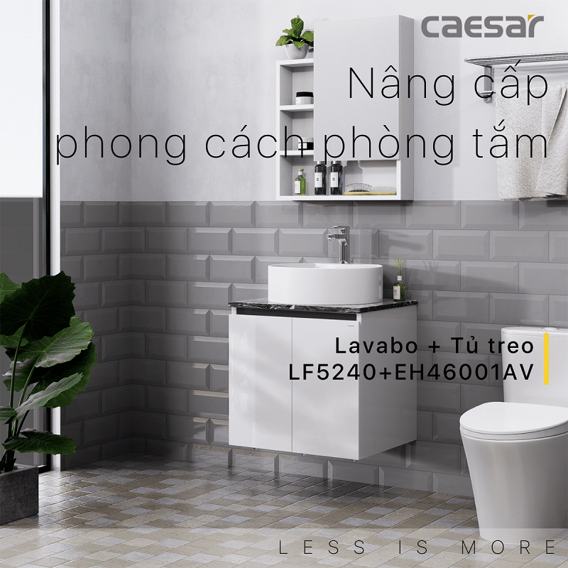 Lavabo và tủ treo tường Caesar LF5240 + EH46001AV