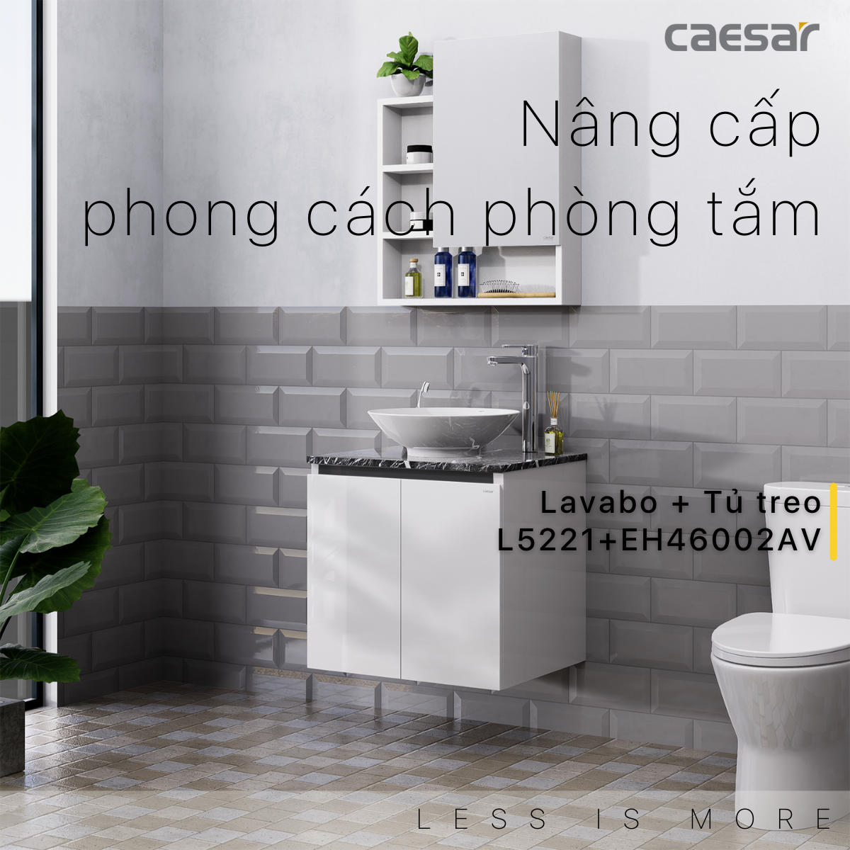 Lavabo và tủ treo tường Caesar L5221 + EH46002AV