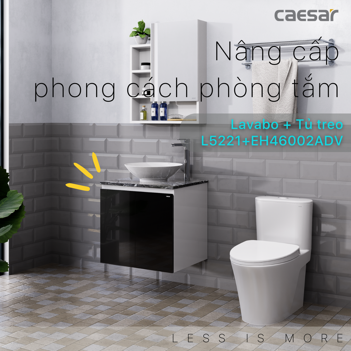 Lavabo và tủ treo tường Caesar L5221 + EH46002ADV