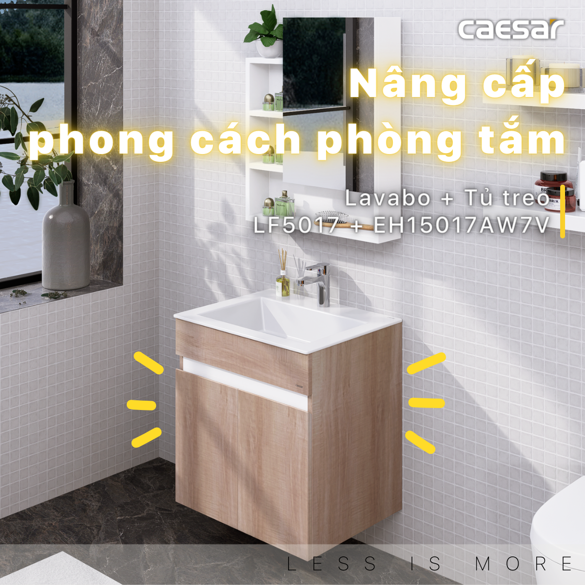 Lavabo và tủ treo tường Caesar LF5017 + EH15017AW7V