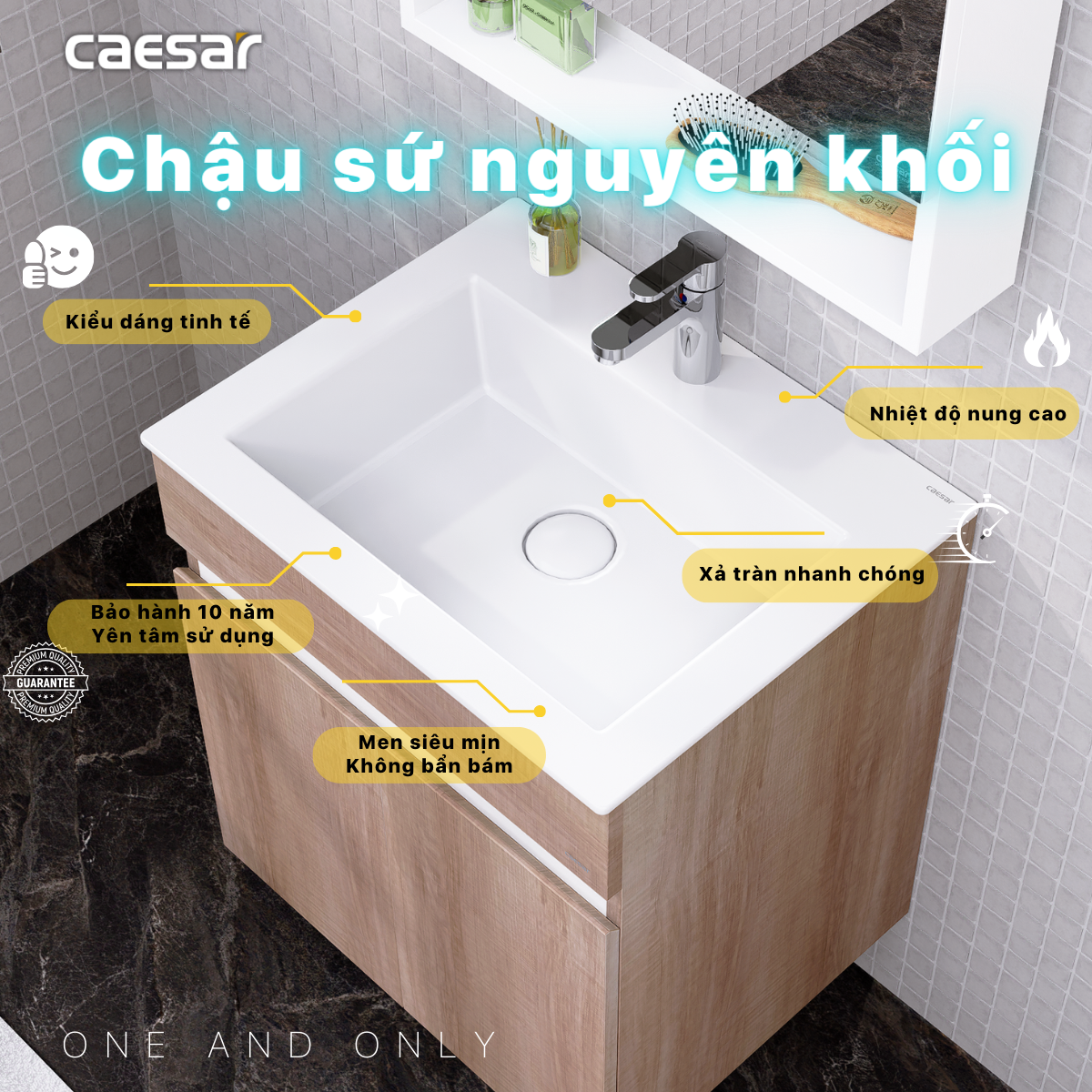 Lavabo và tủ treo tường Caesar LF5017 + EH15017AW7V