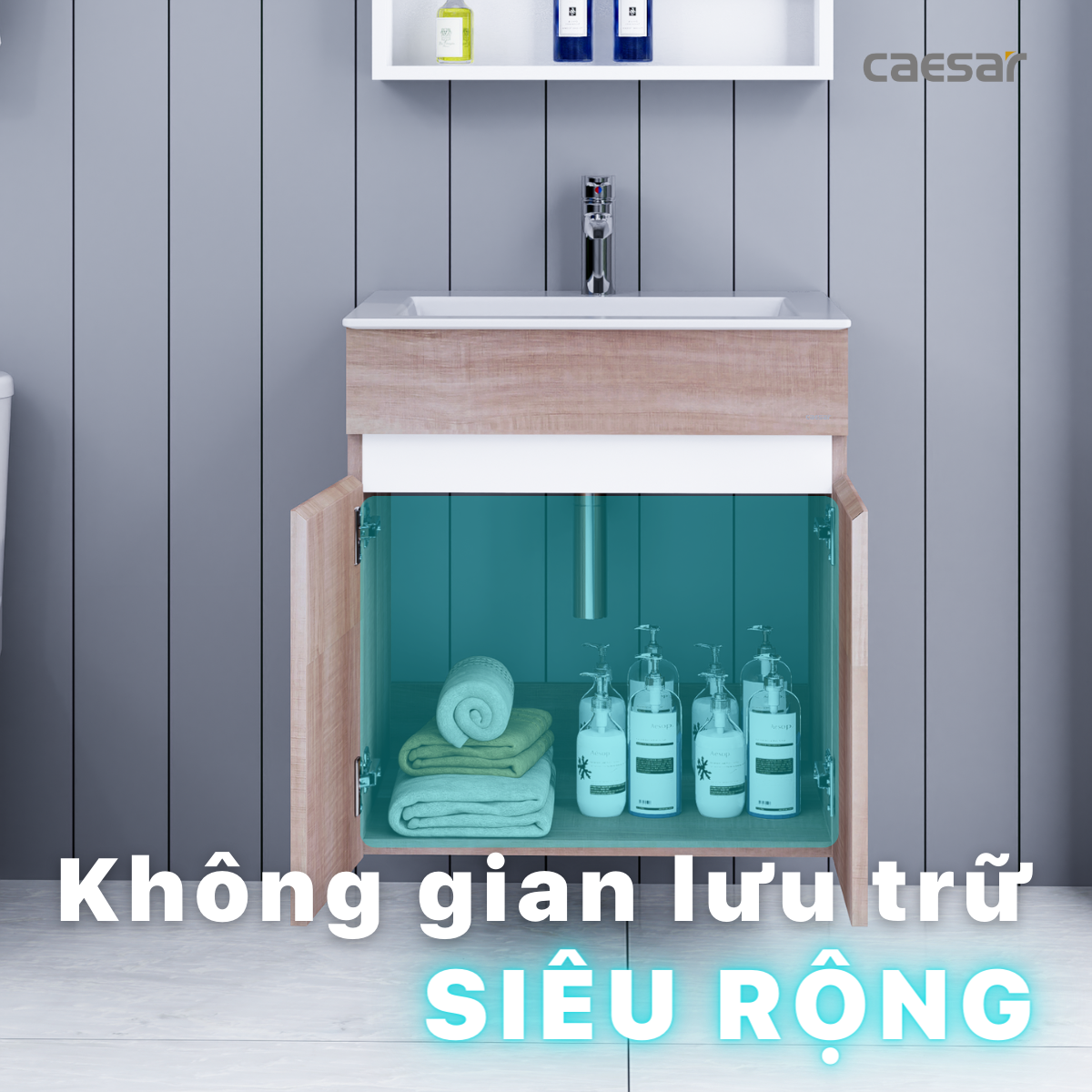 Lavabo và tủ treo tường Caesar LF5017 + EH15017AW7V