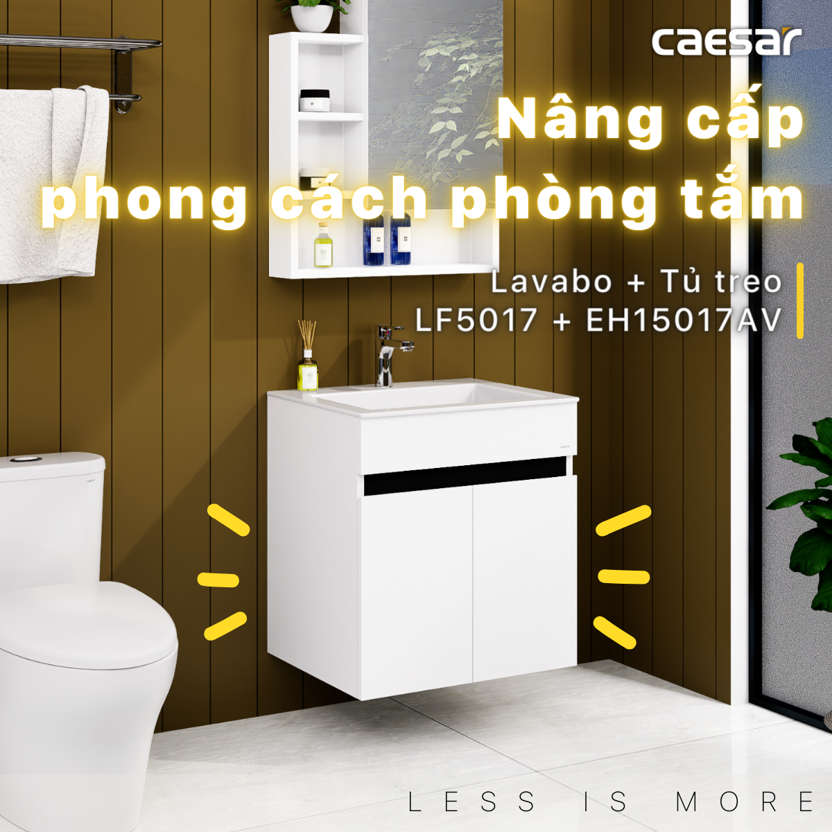 Lavabo và tủ treo tường Caesar LF5017 + EH15017AV