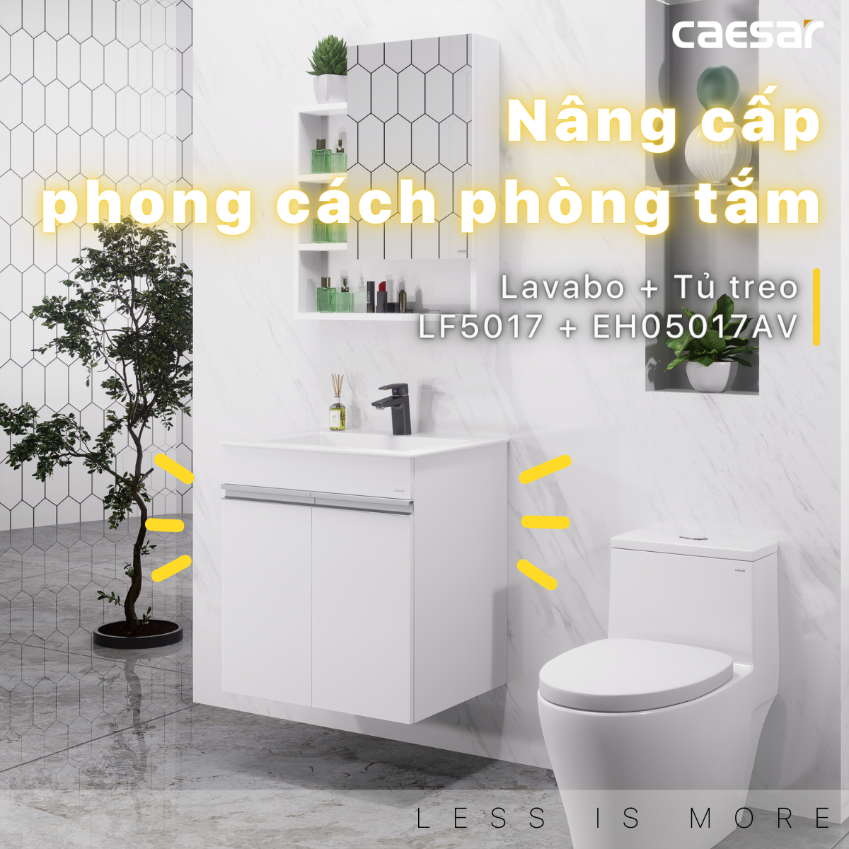 Lavabo và tủ treo tường Caesar LF5017 + EH05017AV