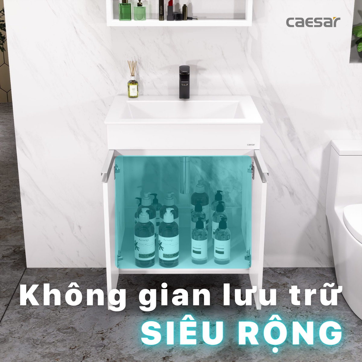 Lavabo và tủ treo tường Caesar LF5017 + EH05017AV