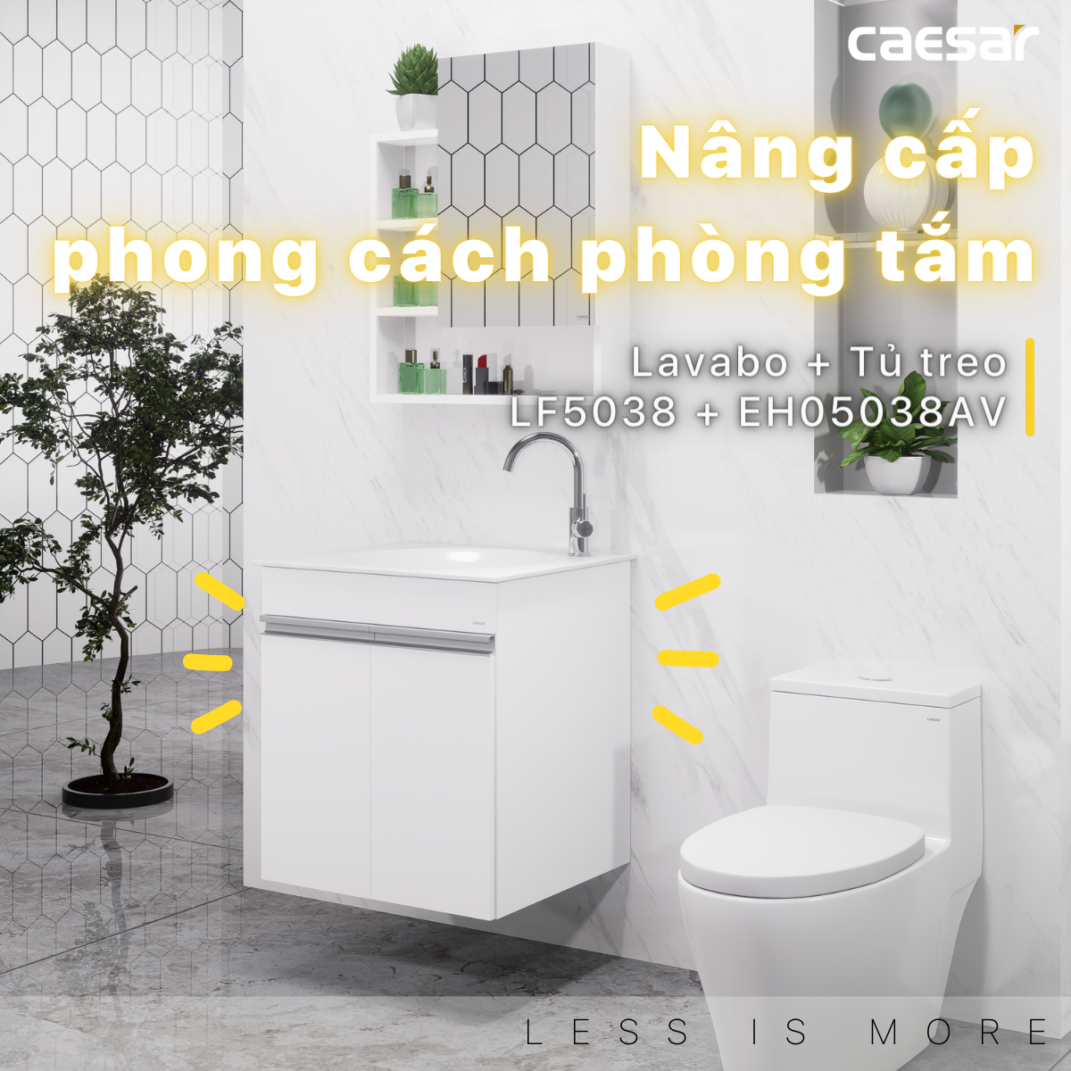 Lavabo và tủ treo tường Caesar LF5038 + EH05038AV