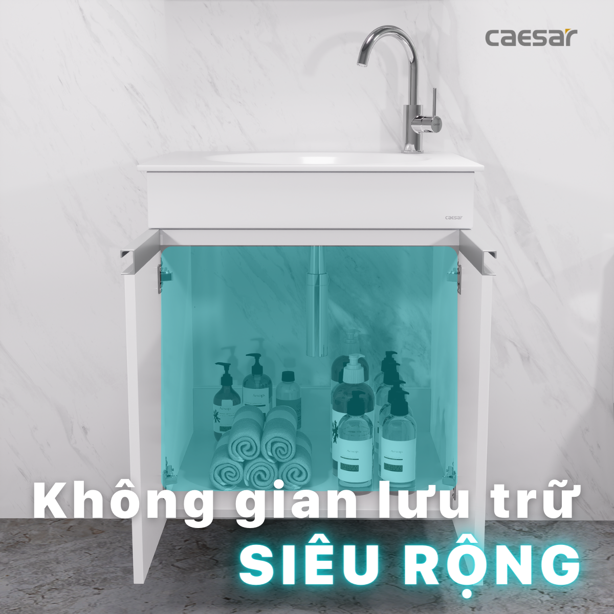 Lavabo và tủ treo tường Caesar LF5038 + EH05038AV