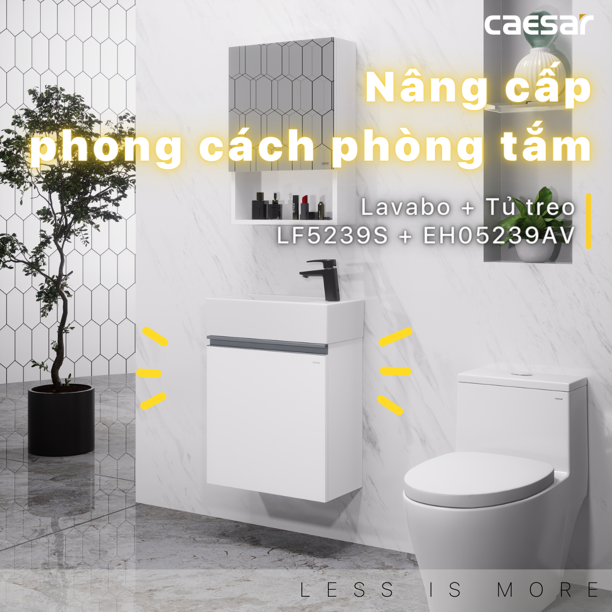 Lavabo và tủ treo tường Caesar LF5239S + EH05239AV